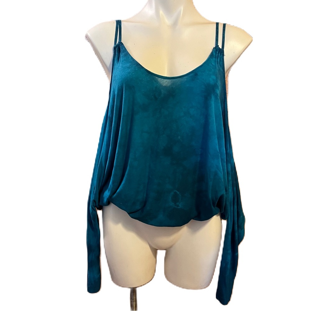 YOUNG FABULOUS & BROKE tie dye cold shoulder dolman sleeve shirt